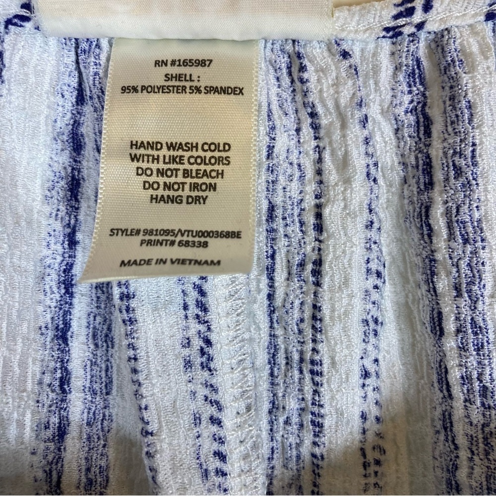 SHOL Los Angeles Blue White Stripe Smocked Peasant Top 3X - Picture 3 of 13